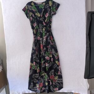 Dream of Me Women's Navy Tropical‎ Vacation Hi Low Maxi Dress Size M